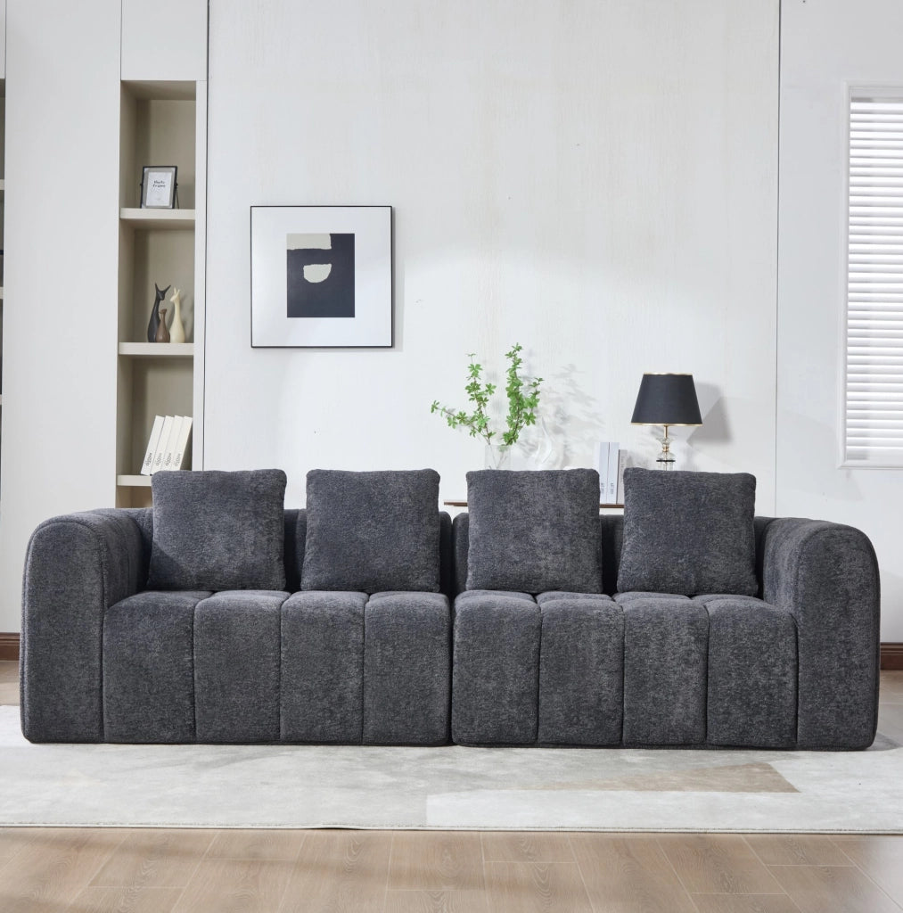 DIVANO modulare 260x95,5x70 cm in velluto grigio scuro, set da 2 pezzi