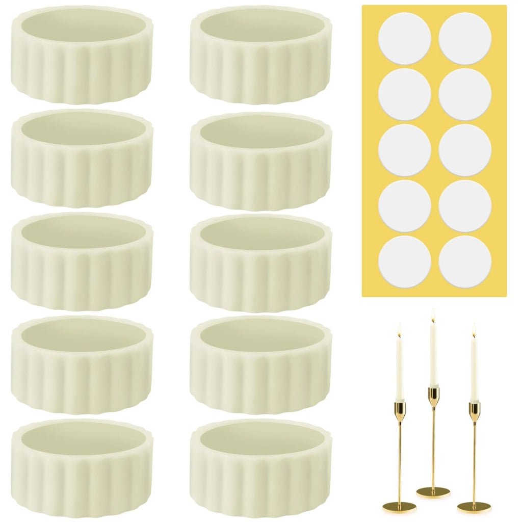 Portacandele per candele con punta affusolata, 20 pezzi, in silicone, colore bianco