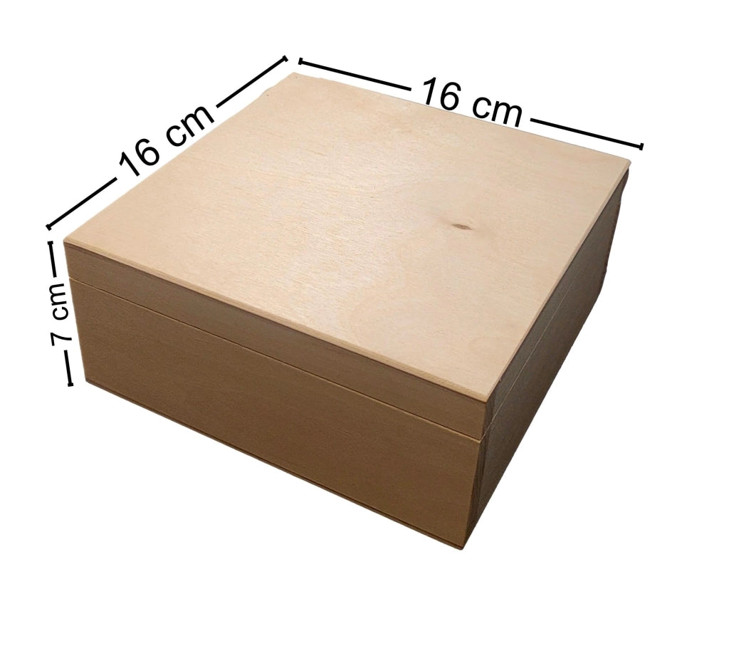 Scatola portagioie in legno, media, 16x16x7 cm