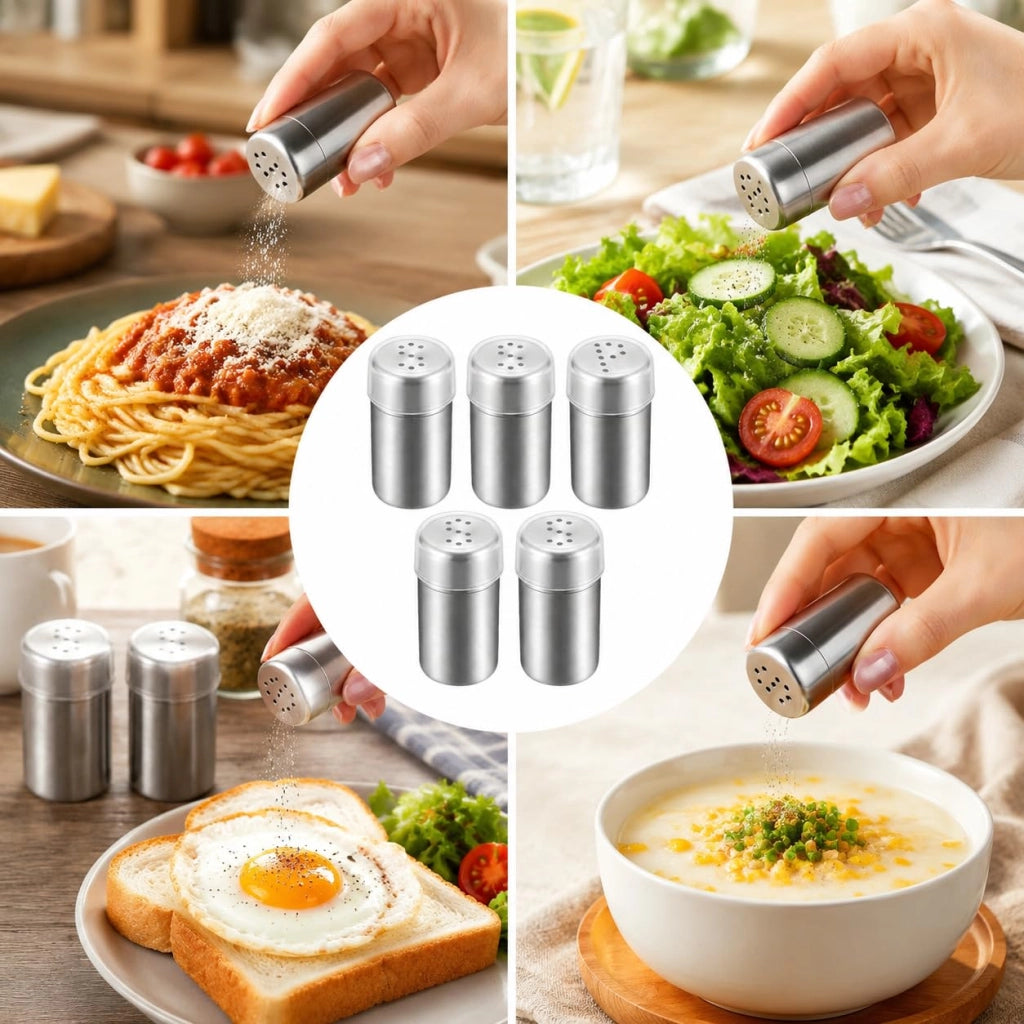 Set di mini dosatori per sale, 4 pezzi – acciaio inossidabile, capacità 5 ml, per spezie