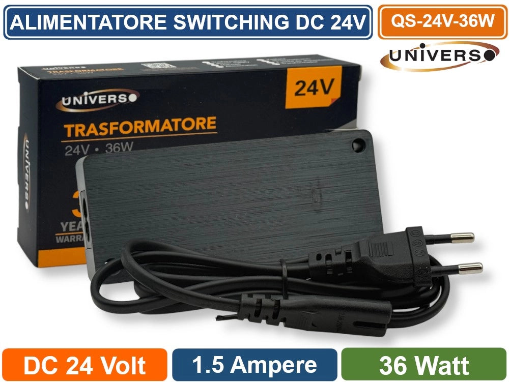 UNIVERSO QS-24V-36W ALIMENTATORE SWITCHING DC 24V 36W 1.5A 5 USCITE CON 1 INGRESSO SENSORE PER STRIP LED IP20