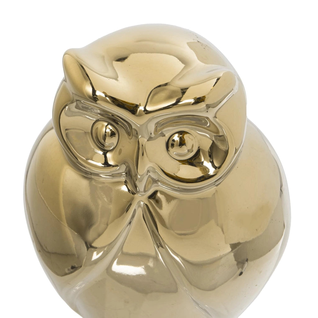 Statuetta di gufo in Vetroceramica dorata, dimensioni 11 x 8 x 14 cm