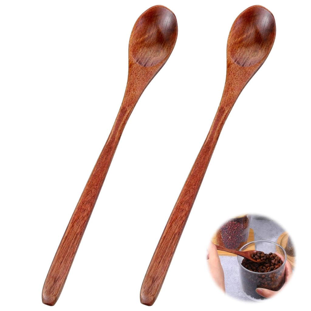 Set di 2 cucchiaini in legno di padauk, lunghezza 19 cm, realizzati a mano