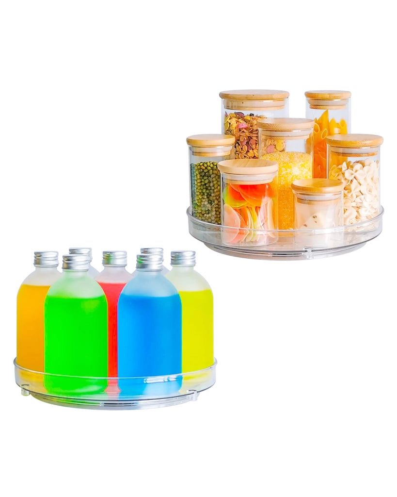 Organizzatore per piatti girevoli, 23,5 cm, confezione da 2, trasparente