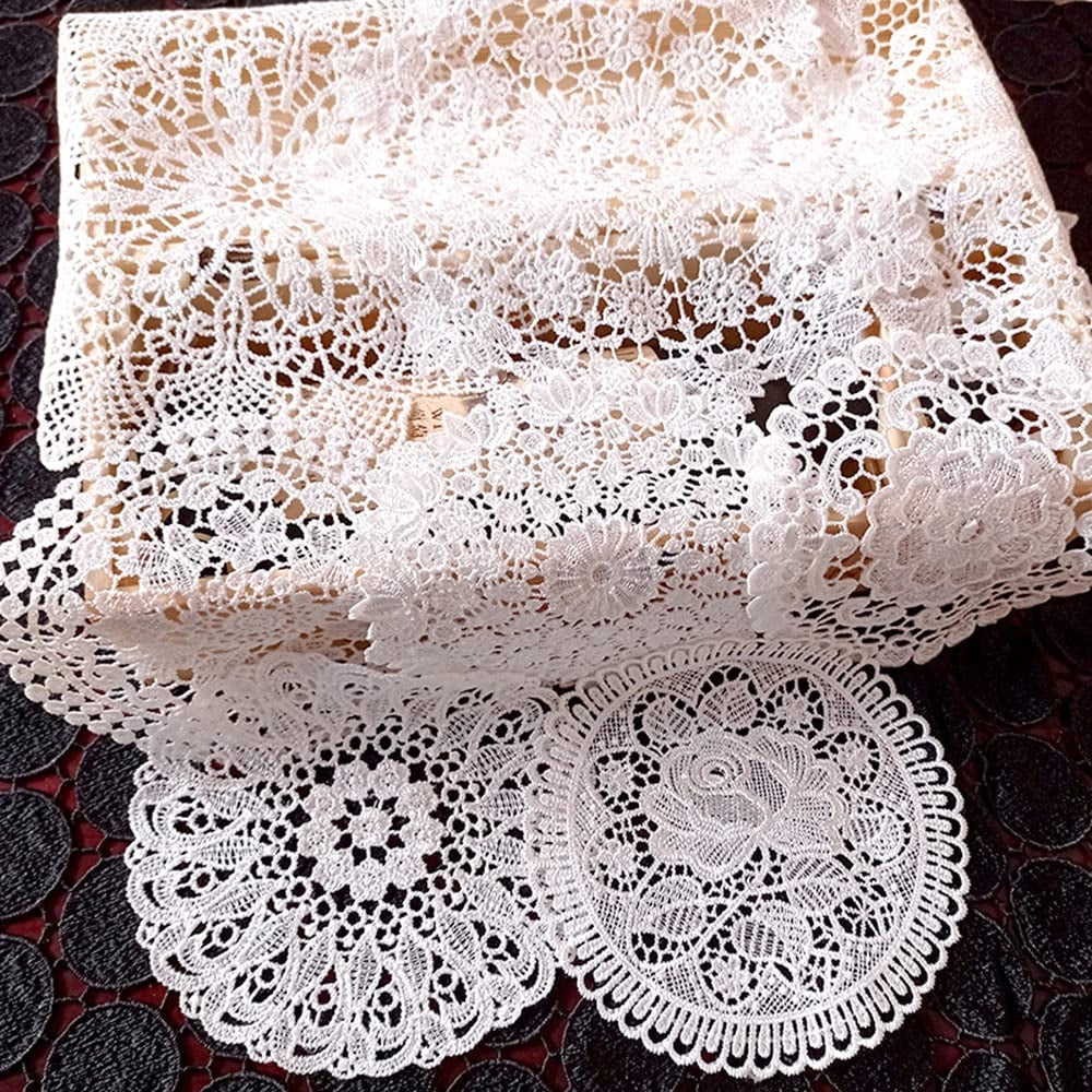 Sottobicchieri all'uncinetto, forma a fiore, confezione da 2 pezzi, diametro 40 cm