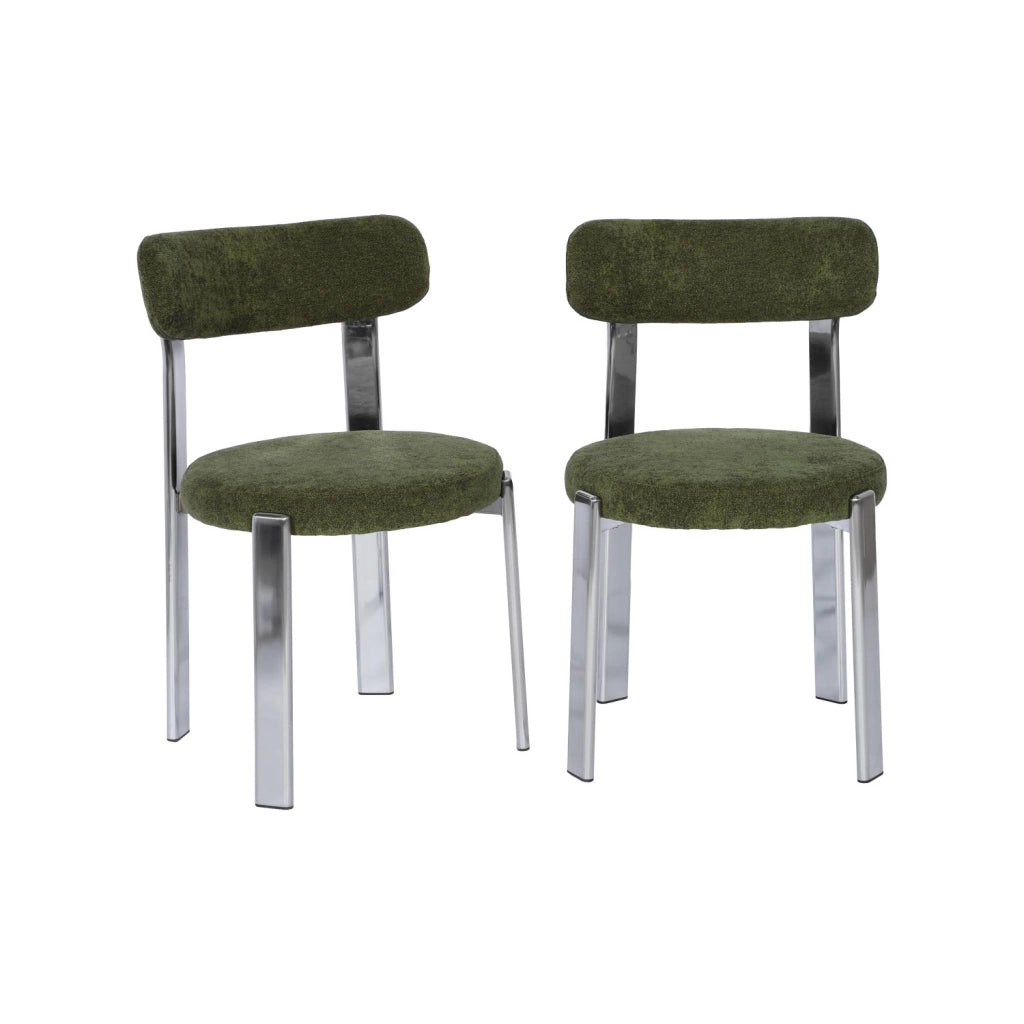 Set di 2 sedie vintage in acciaio cromato e tessuto strutturato,