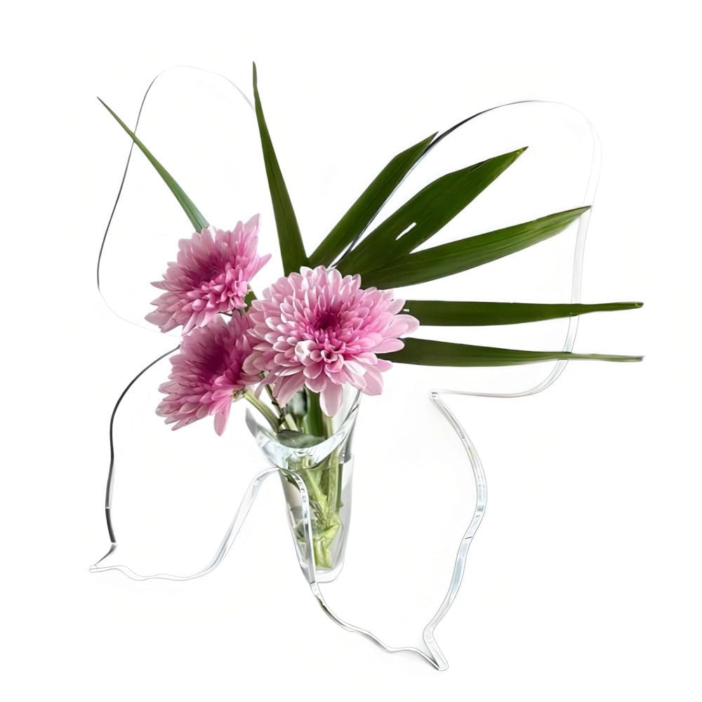 Vaso in acrilico a forma di farfalla, stile Art Déco, trasparente, dimensioni 218x220x8 mm, ideale per fiori