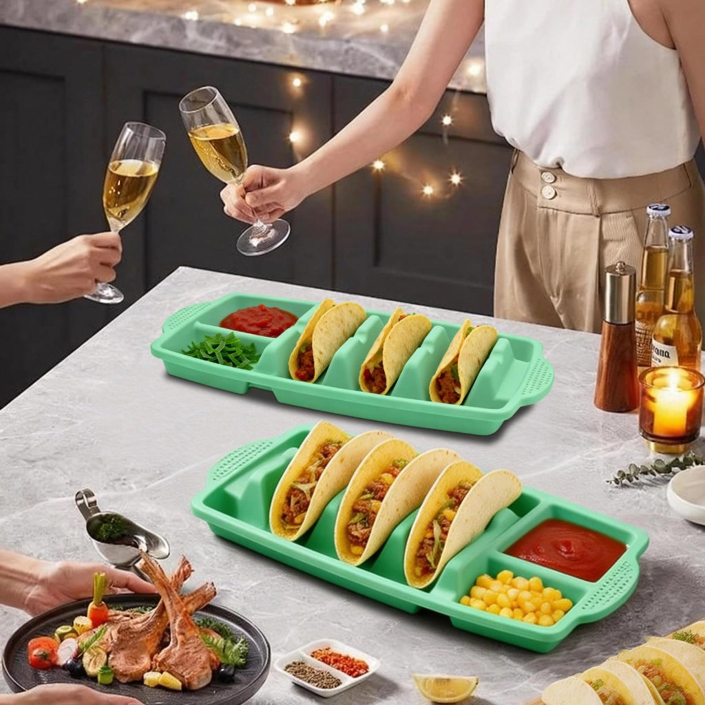 Porta-tacos in silicone, confezione da 2, per un massimo di 3 tacos, riutilizzabile