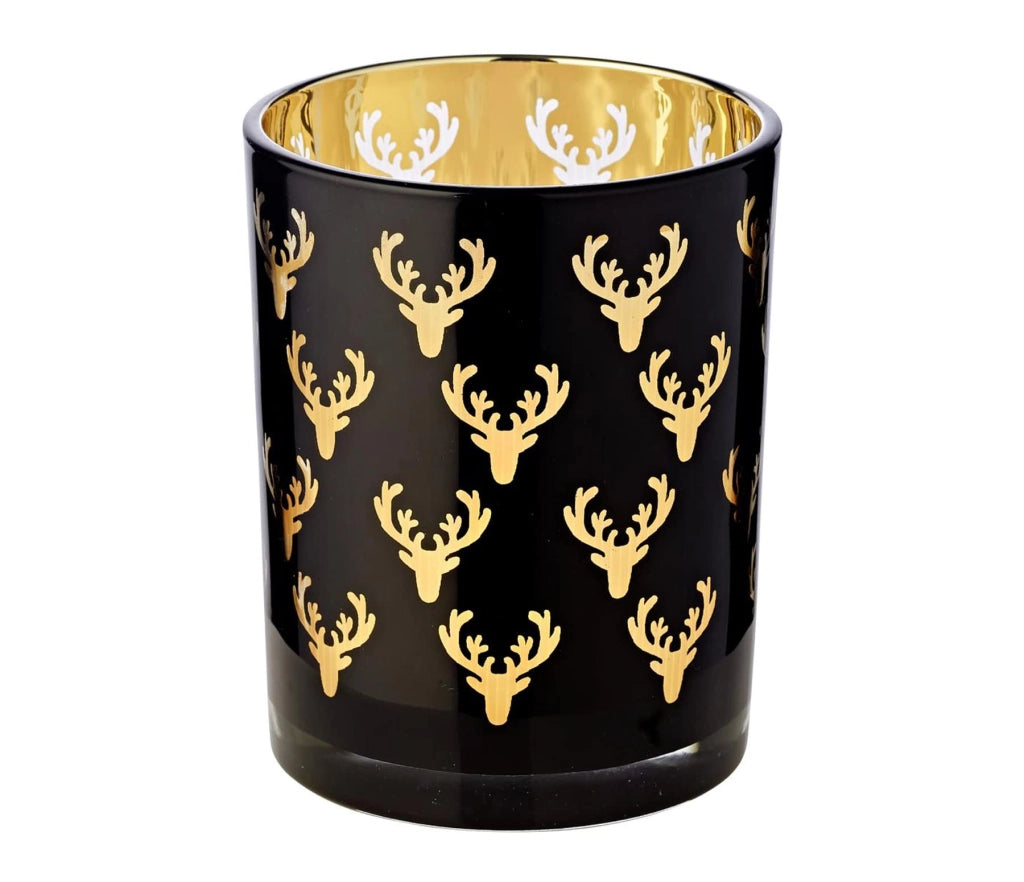 Porta candele Ben, diametro 10 cm, altezza 13 cm, nero, interno dorato