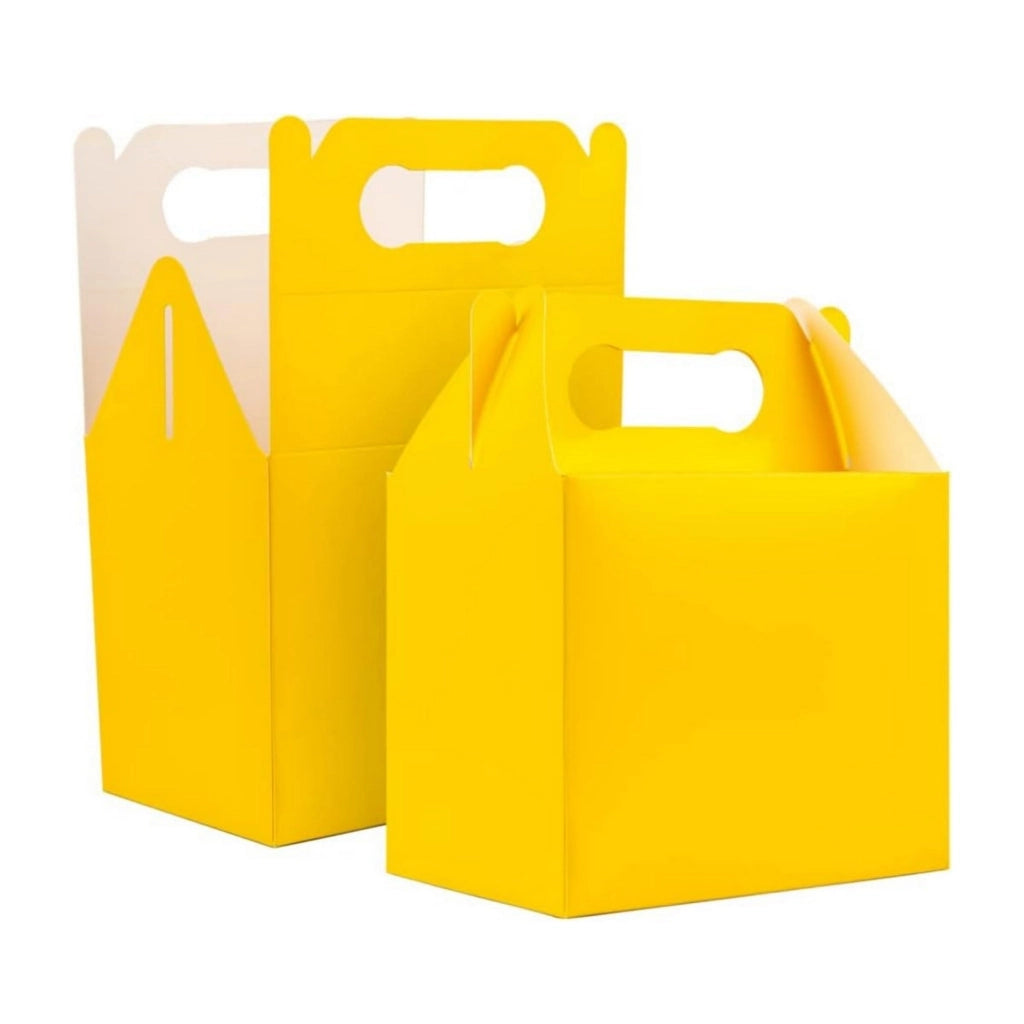 20 scatole rettangolari gialle in cartone, dimensioni 14x12x10 cm, ideali per il pranzo durante feste o eventi