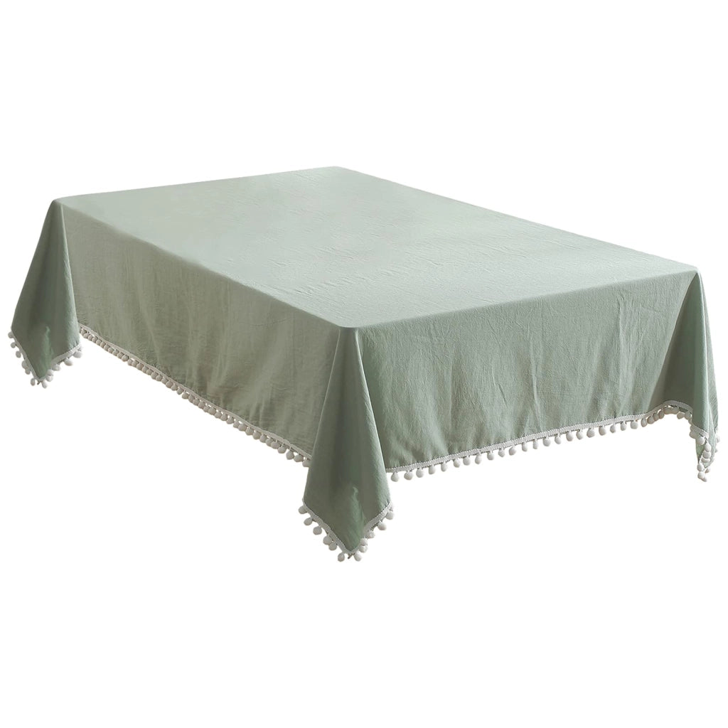 Tovagliette con bordo a pompon, colore verde, 60 x 60 cm