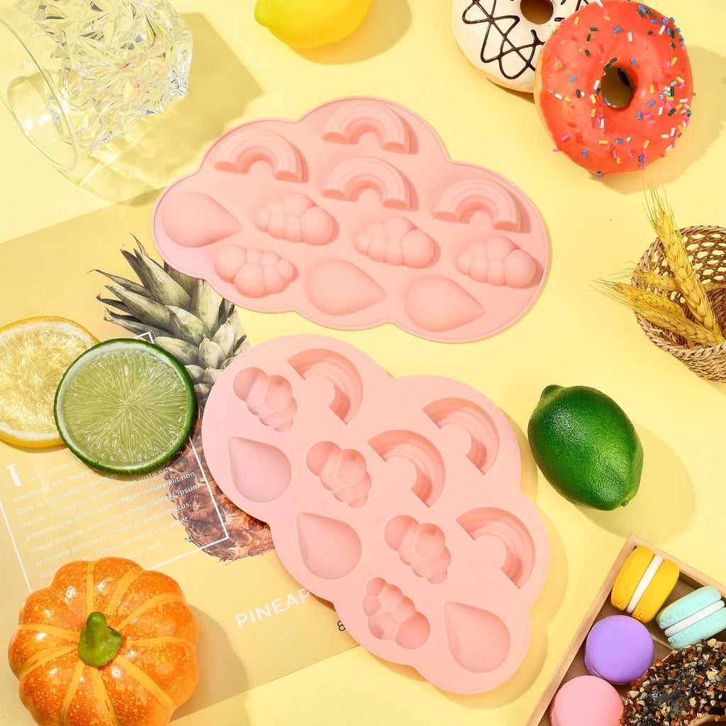 Set da 5 stampi in silicone: arcobaleno, nuvola, goccia
