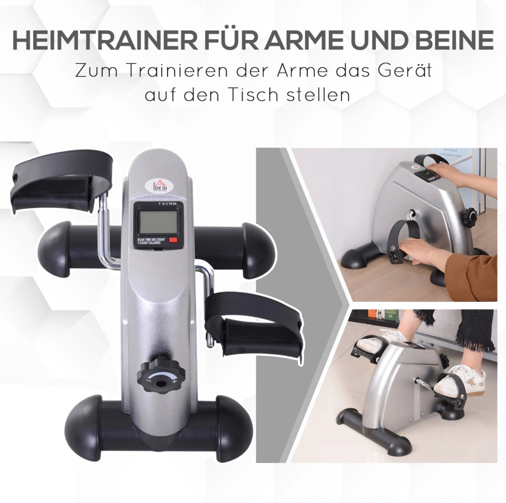 Mini bike per braccia e gambe con display LCD, argento, 35 x 40 x 30 cm