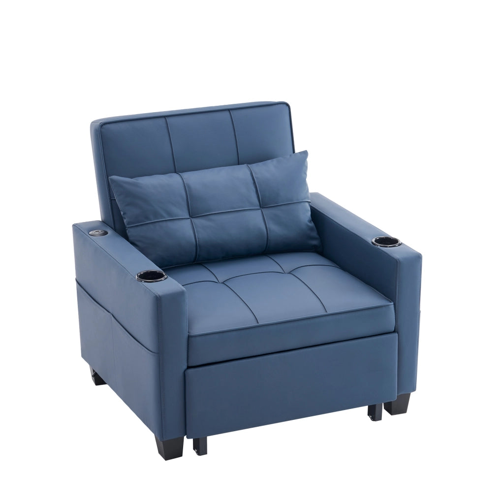 Poltrona trasformabile 3 in 1 blu con funzione letto