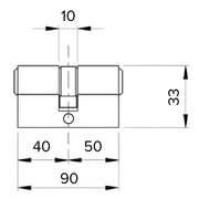 CILINDRO SAGOMATO OTTONE LUCIDO 'LINEA ECO' mm 40+50 = 90