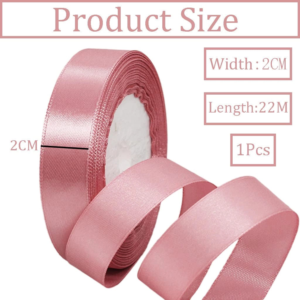 Nastro di raso, doppio, da 20 mm, 22 metri, color rosa, ideale per confezioni regalo e decorazioni