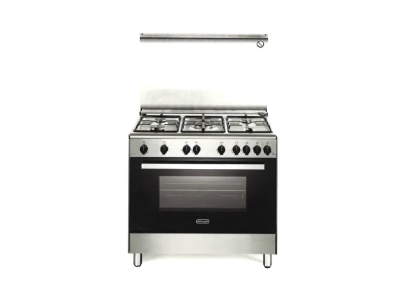Cucina DeLonghi DGVX 96 SG 90 cm inox vetro nero 5 fuochi forno gas 115 L