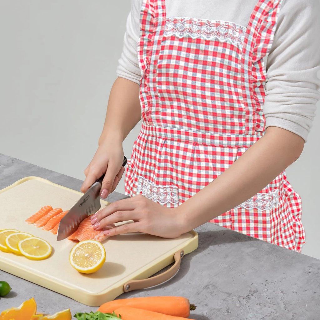 Grembiule da cucina vintage in cotone, con 2 tasche, regolabile, 76x60 cm