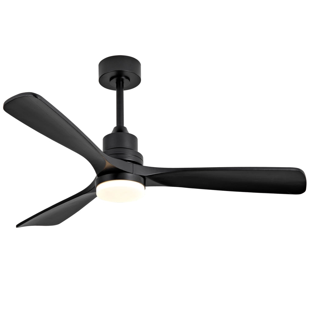 Ventilatore da soffitto 52 pollici nero con luce regolabile e telecomando