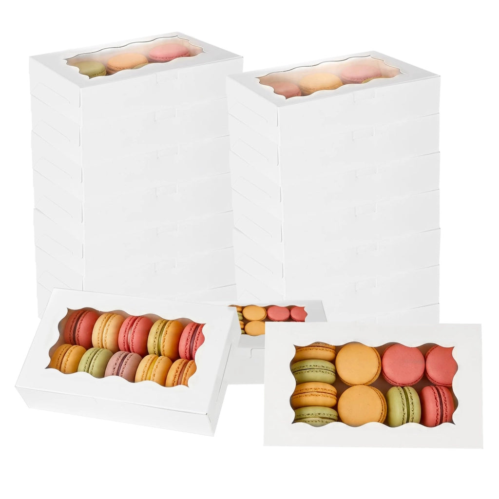 24 scatole per biscotti in cartoncino con finestra trasparente, dimensioni 18x11x4 cm
