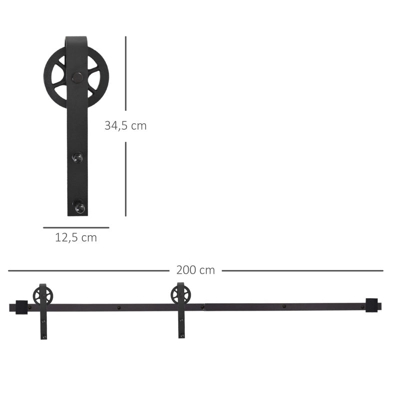 Kit ferramenta per porta scorrevole HomCom in acciaio nero