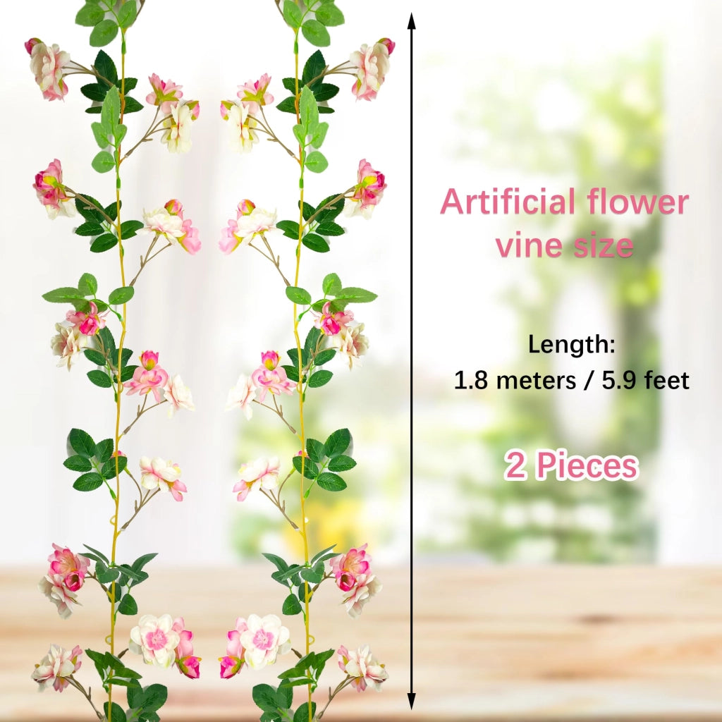 Ghirlanda di fiori di ciliegio artificiali, set da 2, lunghezza 1,8 metri, in seta, per decorazioni