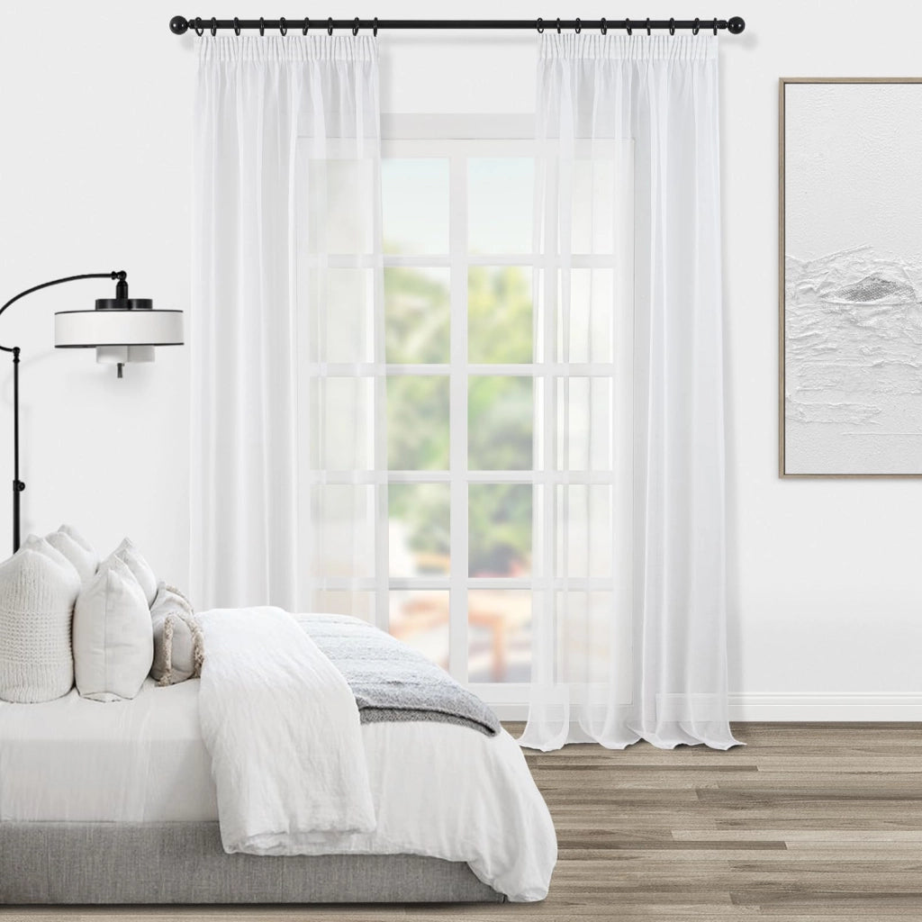 Tende a velo, set da 2, 145x140 cm, bianche, semitrasparenti
