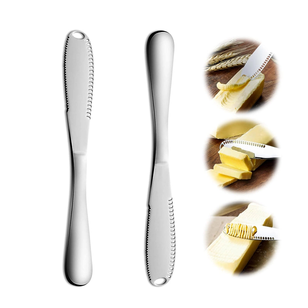 Set di 2 coltelli per burro in acciaio inossidabile, multifunzione, 20,5 cm