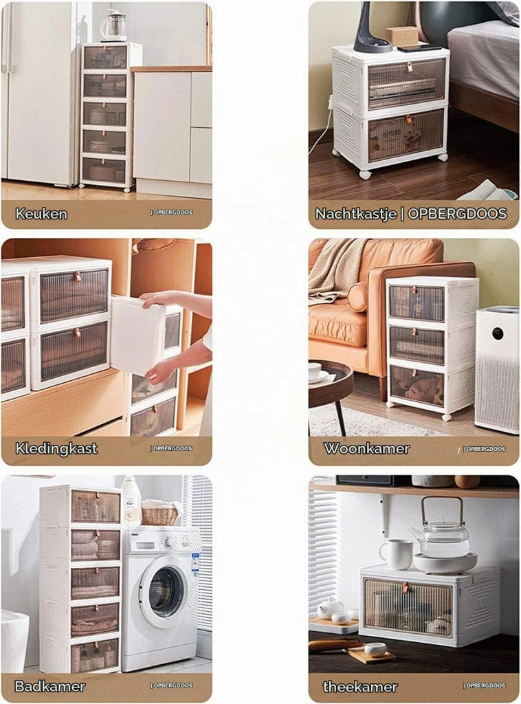 Contenitore con ruote, set da 2, bianco, 39x28x39,5 cm
