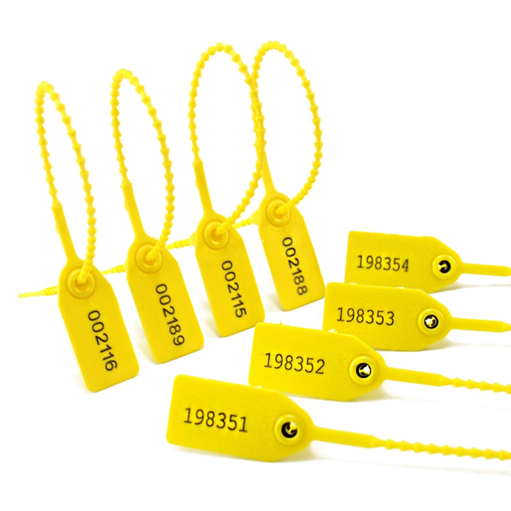Sigillo di sicurezza da 250 mm, confezione da 500 pezzi, colore giallo, materiale plastico