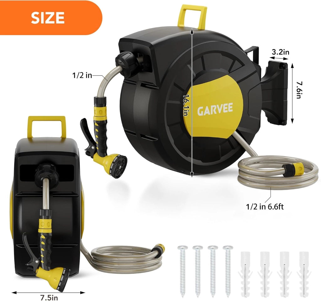 Avvolgitubo da giardino automatico con tubo da 28+2 m