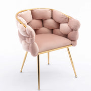 Poltrona d'appoggio moderna 59x58x75 cm rosa, metallo dorato, set da 2