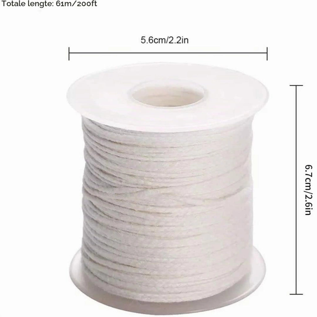 Candele in cotone, 60 metri + 100 supporti, fai da te