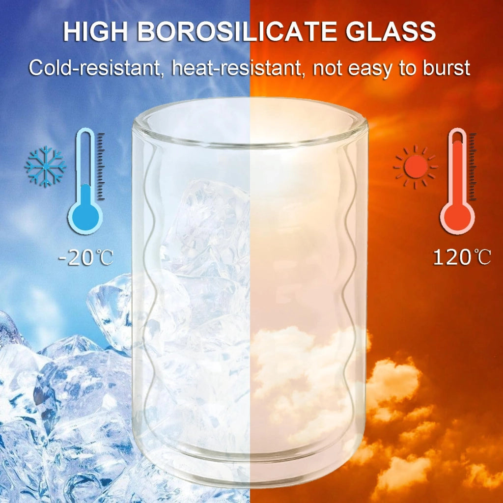 Set di 2 bicchieri doppi isolati per Latte Macchiato, capacità 400 ml ciascuno, con cucchiaini
