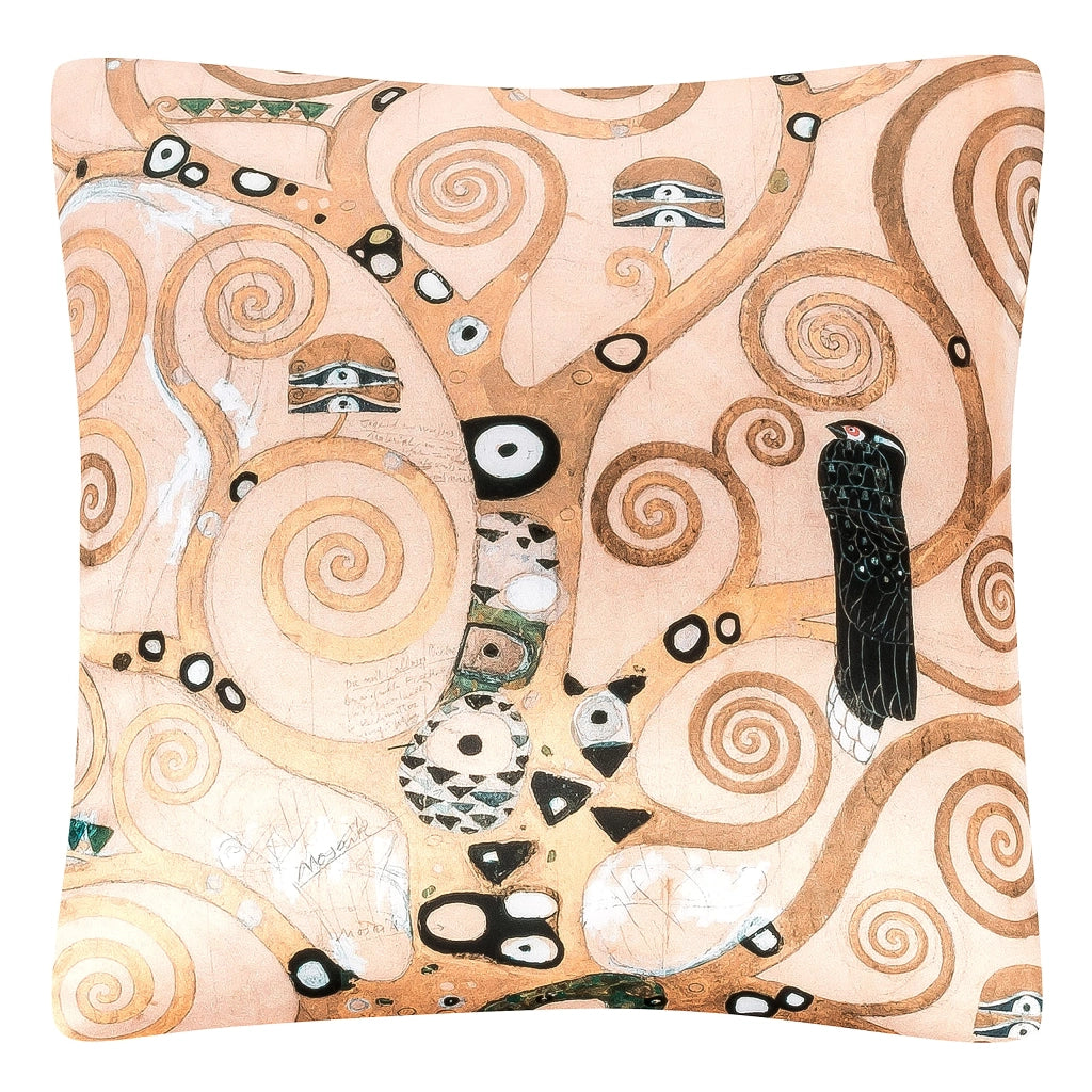 Cuscino decorativo Gustav Klimt, "Albero della Vita", 40x40 cm, in poliestere satinato