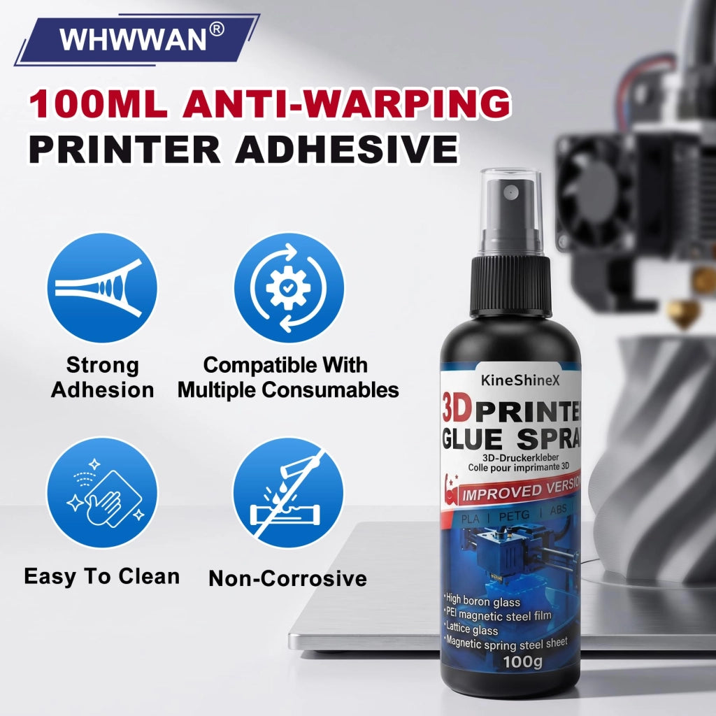 Spray adesivo per stampanti 3D, 100 ml, adesivo per materiali PLA/ABS/PET
