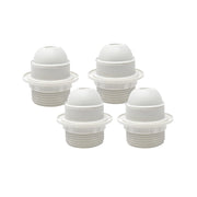 Confezione da 4 portalampada E27, attacco M10x1, con sistema di sicurezza, in termoplastica, colore bianco