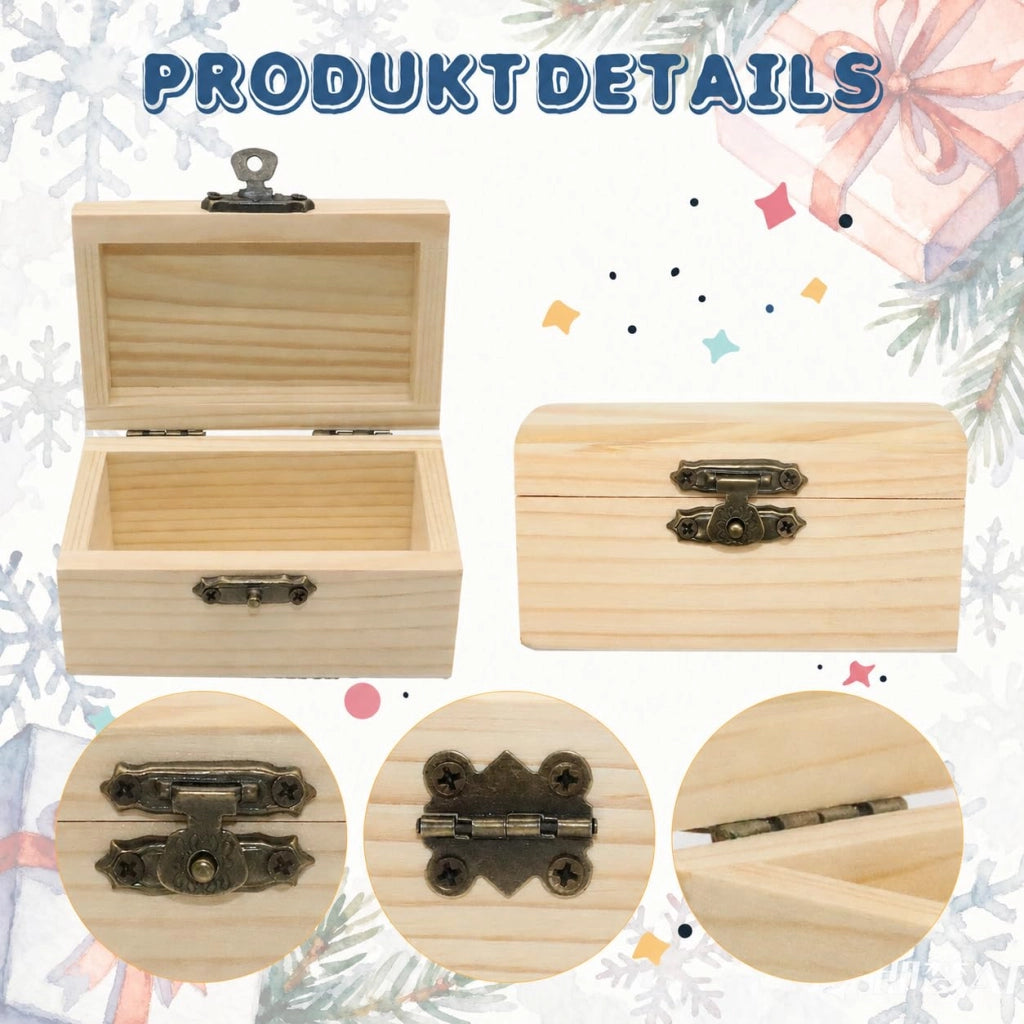 24 mini contenitori in legno, 9x5,5x5 cm, kit per il fai-da-te