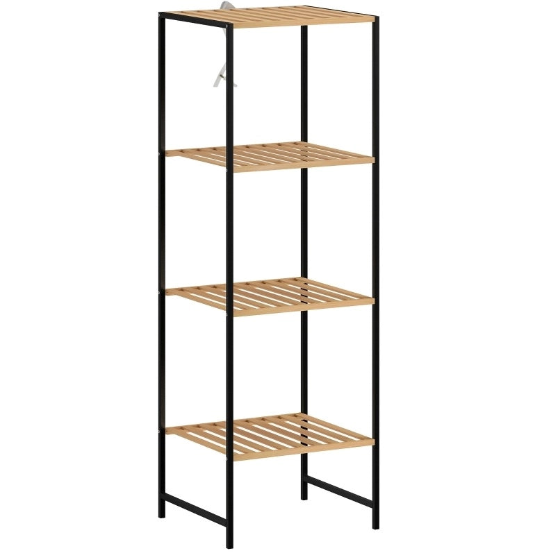 Scaffale a 4 ripiani in bambù e acciaio 36,5 × 33 × 110 cm
