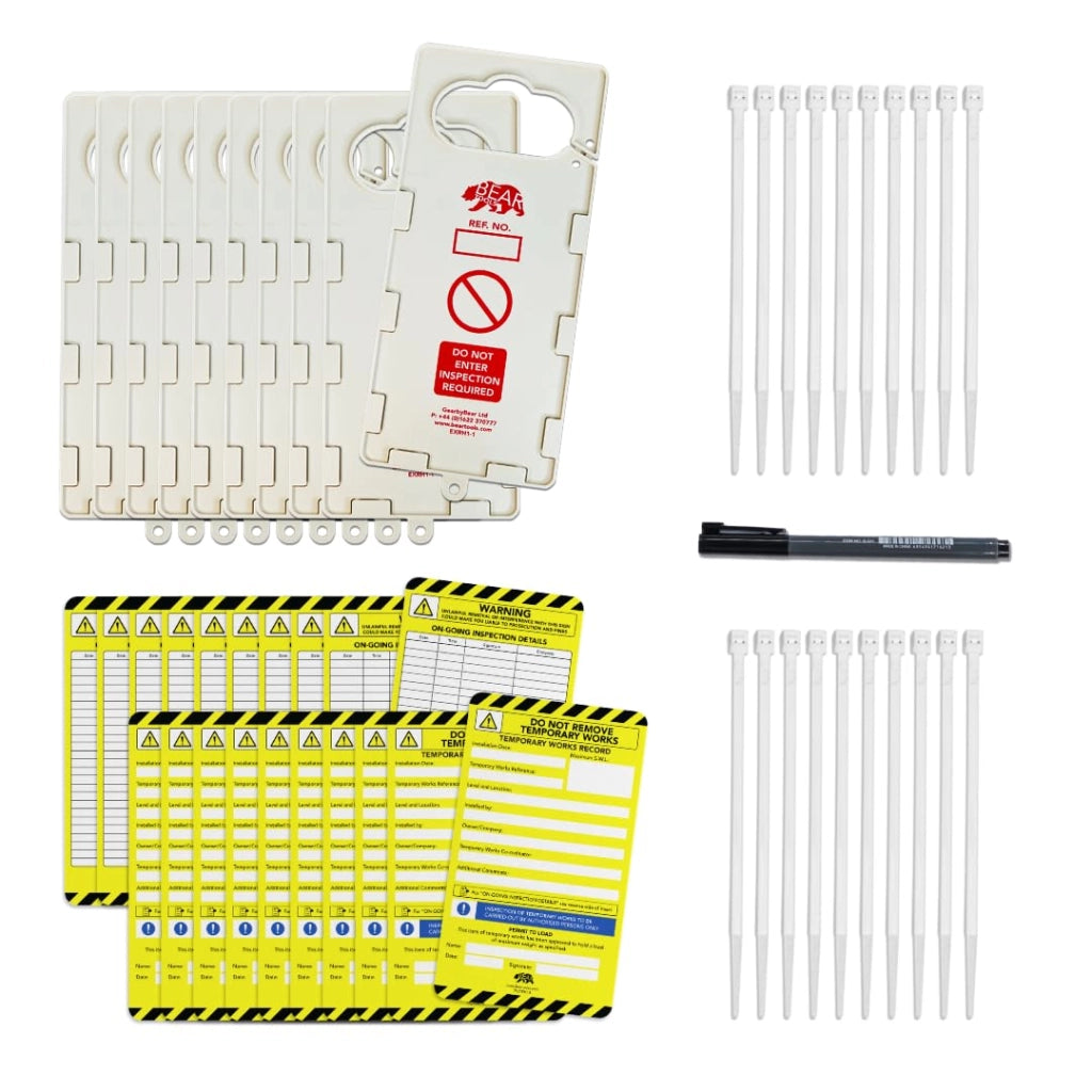 Kit per ispezioni, contenente: 10 supporti, 20 connettori, 20 fascette stringicavo e una penna