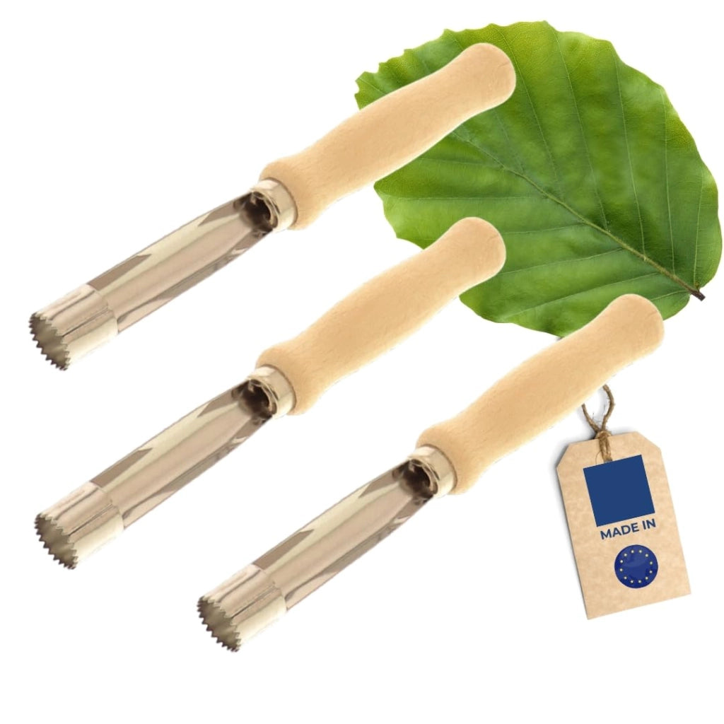 Sbucciafrutta Apfelentkerner, 16 cm, acciaio inossidabile, manico in legno di faggio, confezione da 3 pezzi