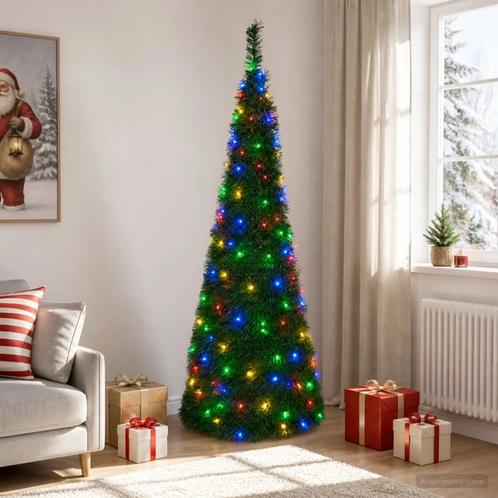 Albero di Natale LED pop-up 210 cm 200 LED PVC Verde 42055439