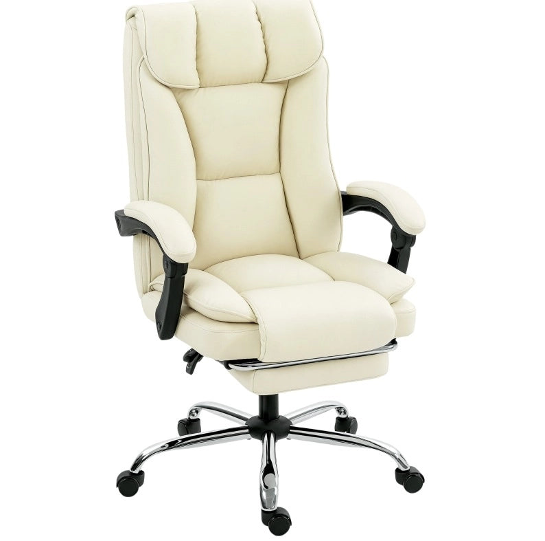 Sedia da ufficio ergonomica 66x72x121 cm in similpelle beige e nera