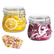 Barattoli di vetro ermetici con coperchio, set da 4, 475 ml, barattoli per conserve con clip a filo per cucina, sottaceti, cereali, pasta, zucchero, fagioli