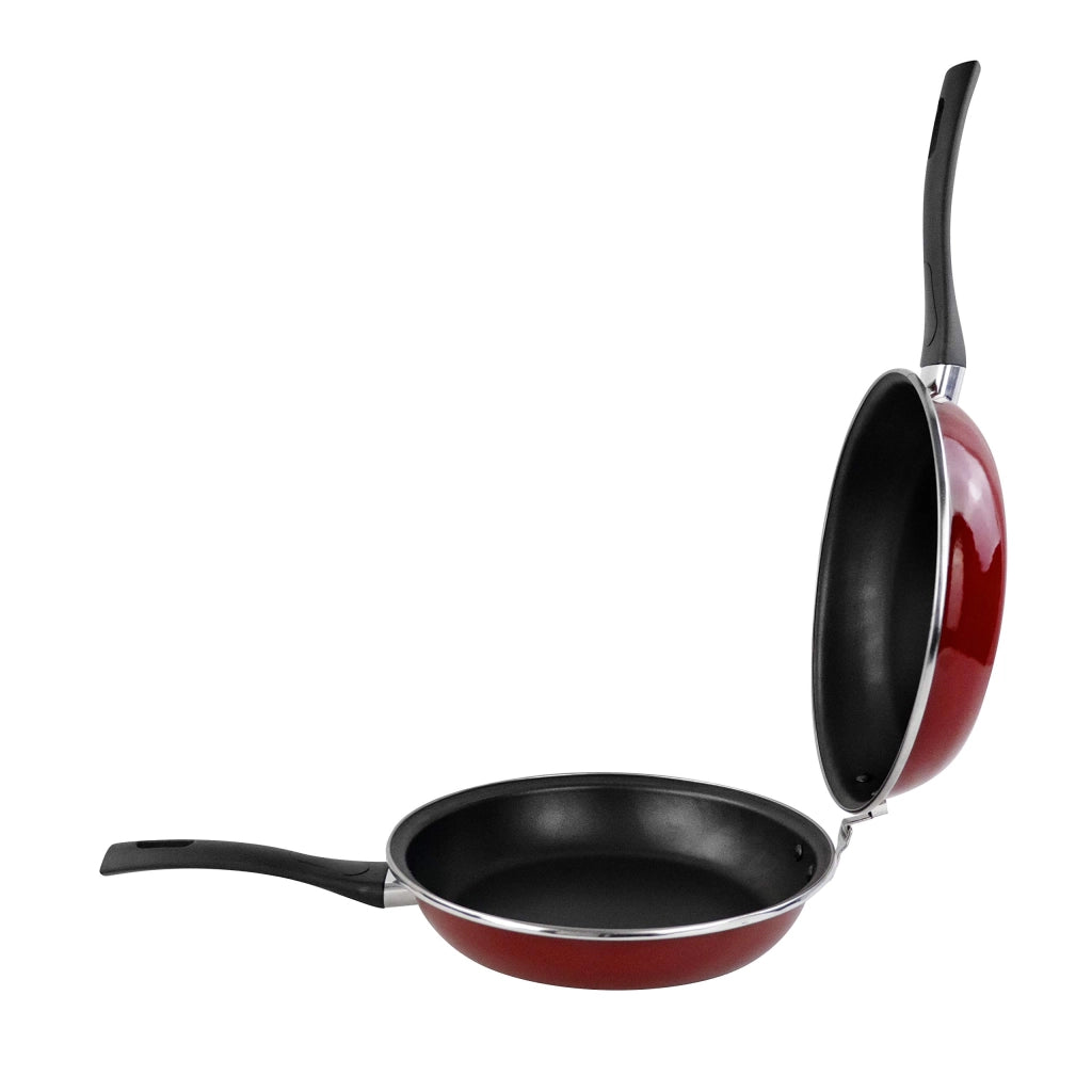 Padella per frittate da 24 cm, in acciaio smaltato, adatta per induzione, lavabile in lavastoviglie, colore rosso