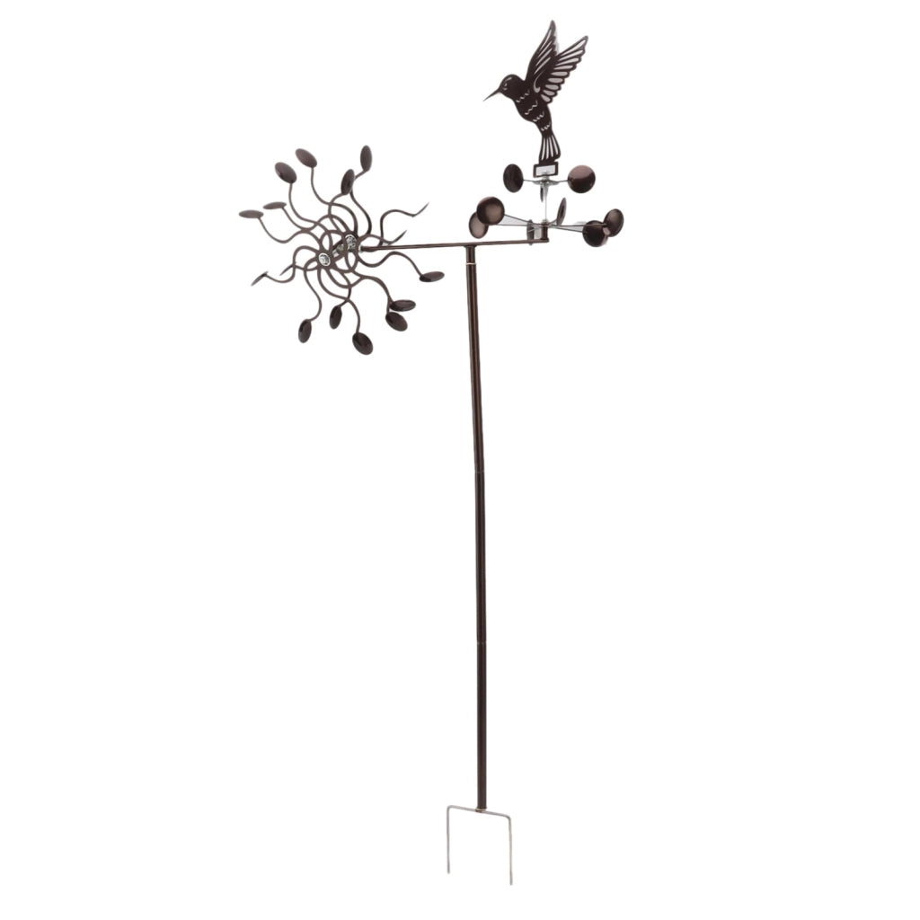 Campanello a vento in metallo con colibrì, decorazione per il giardino, composto da 15 elementi