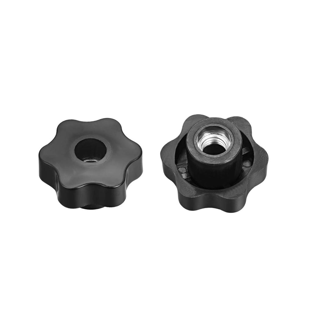 4 Viti a stella M6 con testa a stella M12, con pulsante di serraggio, nere, in metallo/plastica