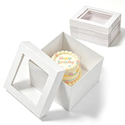 Scatola per torte, dimensioni 25x25x20 cm, confezione da 10 pezzi, colore bianco con vetrina