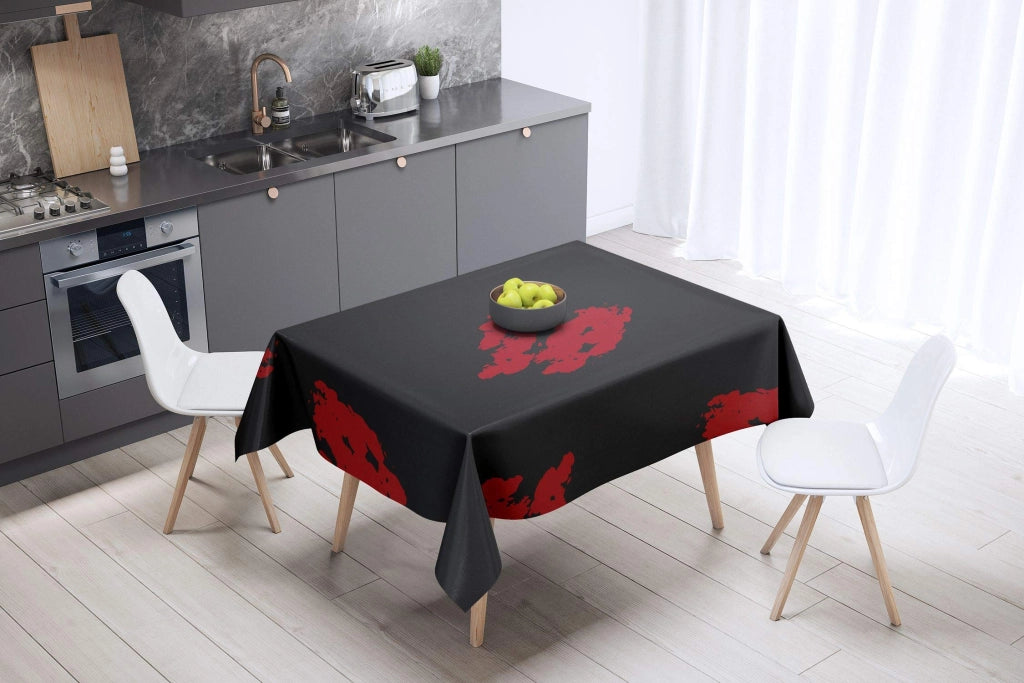 Tovaglia 140x140 cm, in poliestere, idrorepellente, colore rosso/nero