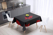 Tovaglia 140x140 cm, in poliestere, idrorepellente, colore rosso/nero